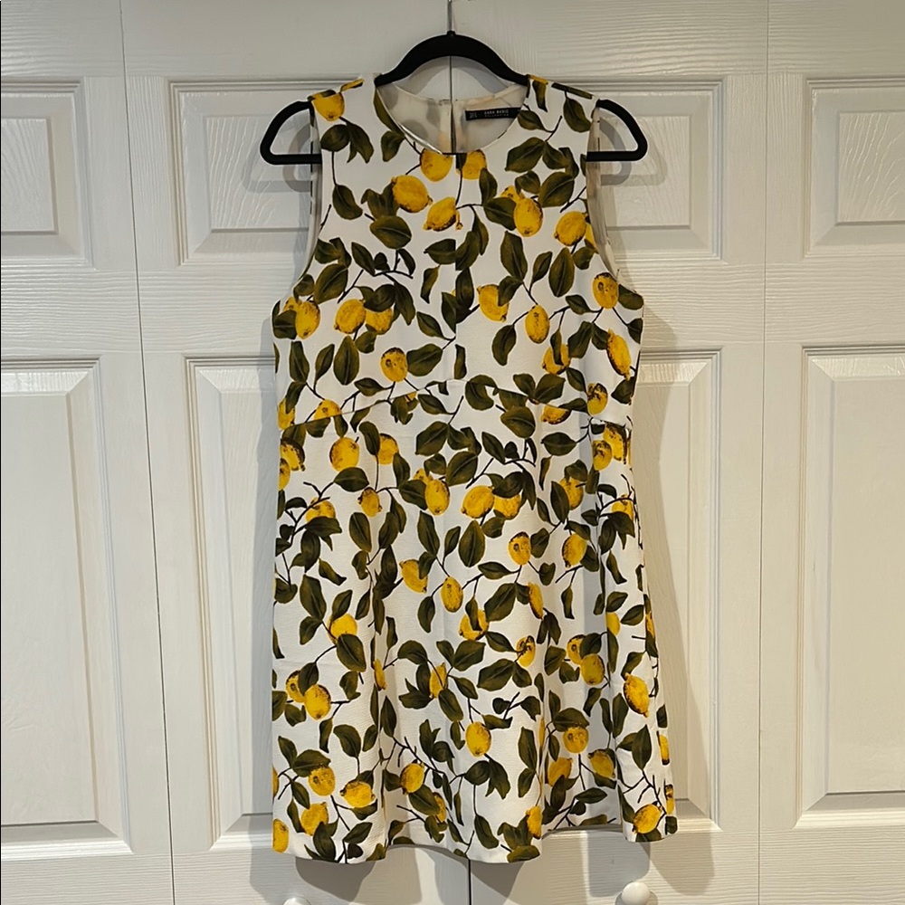 Zara White and Yellow Sleeveless Mini Sundress